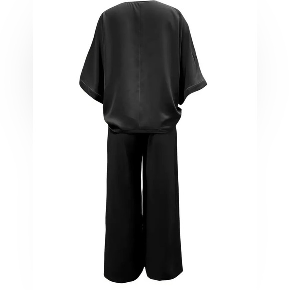 Knit 2 pc Wide Leg Pant Set - Black - XL  NWT - Picture 3 of 6